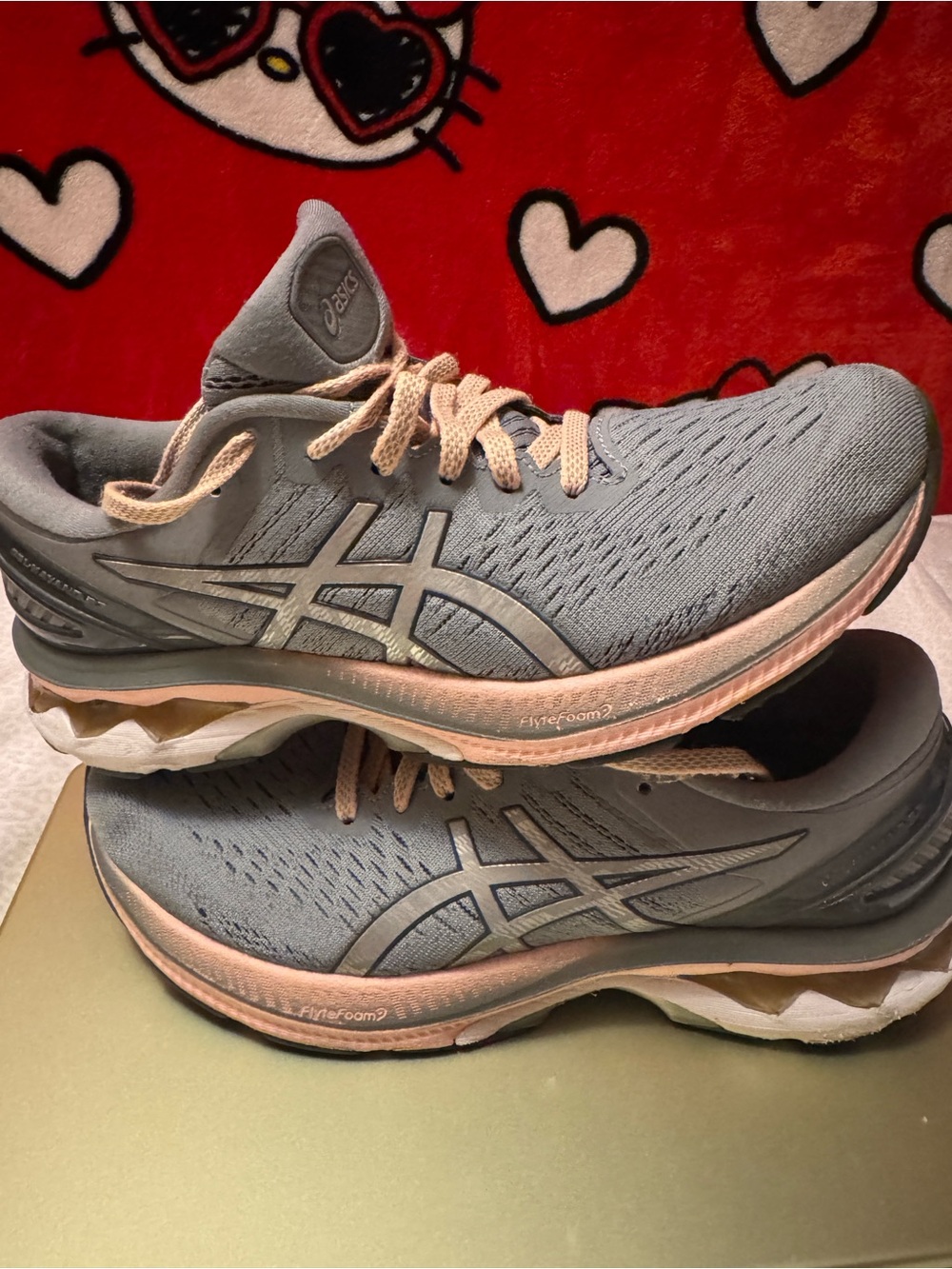 ASICS Women's Athletic Running Shoes - Gray with Pale Pink Accents